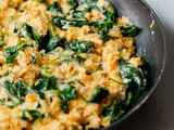 Cheesy Scrambled Eggs with Greens