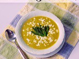 Creamy Asparagus and White Bean Soup with Goat Cheese