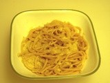 Squash Alfredo on Spaghetti
