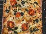 Sourdough Focaccia with tomatoes & olives