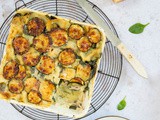 Courgettelasagne met spinazie en gerookte kip