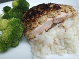 Salmon with gluten free pinekernal crust