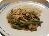 Noodles with Beans and Mushrooms in Peanut Sauce
