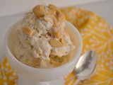 Banana-Cashew Ice Cream with Caramelized White Chocolate Freckles