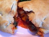 Calzone, filled with roasted peppers & mushrooms