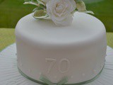 70th Birthday Cake with White Sugar Roses #BakeoftheWeek
