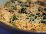 Sautéed Mushrooms and Spinach Over Angel Hair Pasta