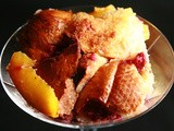 Boozy Raspberry-Peach Bread Pudding