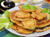 Fried eggplant slices with egg
