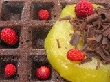 Chocolate Cake Waffles, Lemon Curd and Strawberries