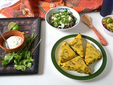 Corn Spinach Polenta Triangles, Refried Beans & Mexican Salsa
