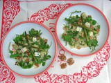 Quinoa, Watercress, Walnut and Blue Cheese Salad with Roasted Asparagus