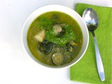 Summer Green Soup with Parsley and Almond Pesto