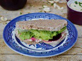 Vegan Cream ‘Cheese’, Spiced Pickled Beetroot & Lettuce Sandwich