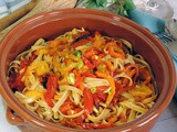 Fettuccine with Roasted Bell Peppers and Cherry Tomatoes