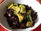 Bacon-Infused Beluga Lentils with Zucchini