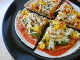 Gluten Free Pizza with Roasted Red Pepper Sauce