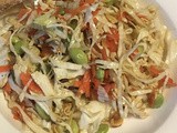 Crunchy Asian Salad filled with edamame, ramen noodles, cabbage