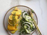 Baked Salmon Pockets with Shaved Fennel and Cucumber Salad