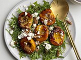 Grilled Peach Salad with Rocket Leaves, Pecans and Feta Cheese