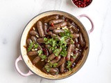 Makaanik (Middle Eastern Spiced Sausages) with Pomegranate Molasses