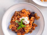 Zahra’s Kitchen Beef Bolognese with Roasted Eggplant and Garlic Pasta