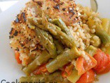 Barley with asparagus and crispy fish fillet