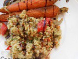 Bulgur with grilled vegetables and pesto