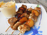 Chicken skewers with plums