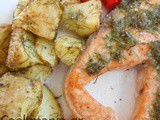 Salmon and potatoes with dill crust