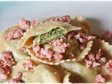 Ravioli di broccolo fiolaro e montasio con salsiccia al timo – Ravioli with broccolo fiolaro, sausage and thyme