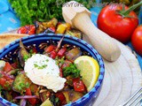 Salade chaude froide aubergines poivrons