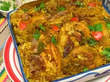 Biryani flavoured fulkopir dalna o chicken rice bowl