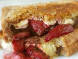 Roasted strawberries, nutella, and brie sandwich