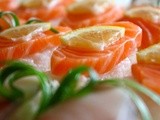 Salmon and yellowtail nigiri sushi