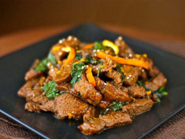 Chinese deep ried beef strips