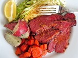 Baked Honey-Mustard Corned Beef with Roasted Cabbage, Roasted Carrots, and Buttered Red Potatoes