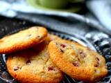 Pomegranate rose and white chocolate cookies (eggless)