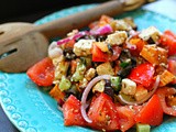 The sweet Greek salad – with spiced feta, roasted sweet potato and aubergine