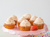 Caramelised White Chocolate Cupcakes with Roasted Strawberry Buttercream