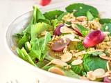 Grape, almond and mint freekeh salad with lemon cumin dressing {vegan}