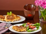 Sweetcorn Fritters with roasted tomato & red onion salad