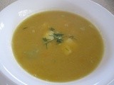 Red lentil, celery and taleggio soup