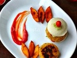 Combo platter with Tikki / patties 1 - South Indian Idli burger with Upma cutlet and Idli french fries