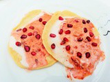 Coconut, harissa and pomegranate chickpea pancakes