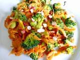 Satay broccoli with carrodles (carrot noodles)