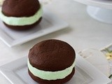 Chocolate Whoopie Pies with Mint Cream Cheese Filling