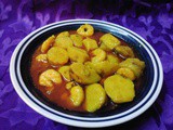 Bengali Side Dish—-Gathi Kochu With Shrimps/Gathi Kochu With Chingri