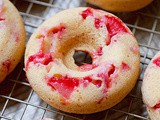 Baked strawberry donuts with strawberry glaze
