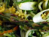 Miso Cilantro Pesto with Ramen, Carrot Noodles & Roasted Asparagus